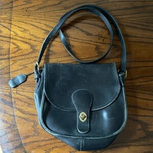 Coach Vintage Black Leather Shoulder Bag